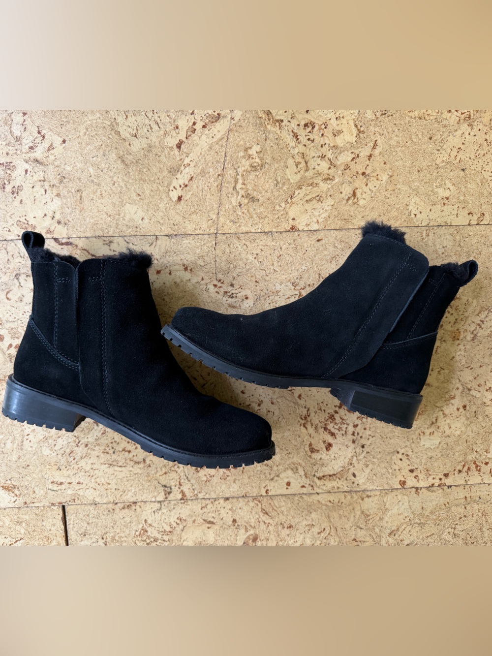 Emu Australia Shearling-lined Waterproof Black Suede Chelsea Ankle Boots